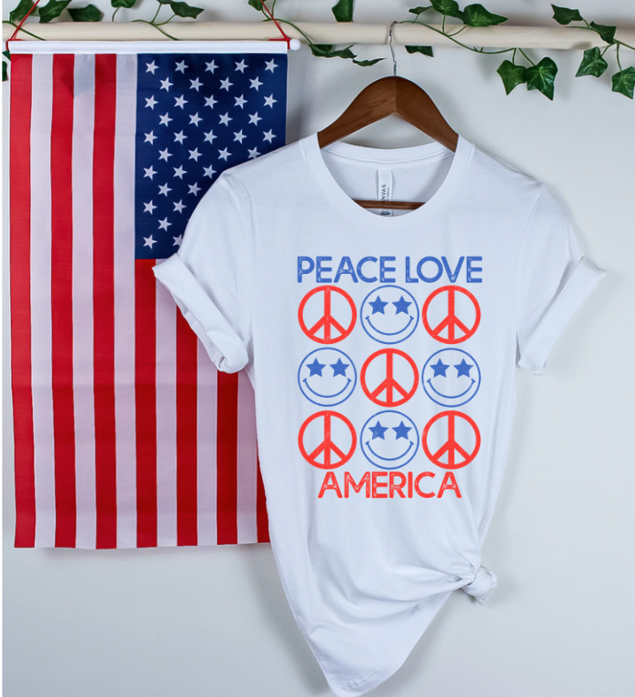 Peace Love America (phonto) DTF Print