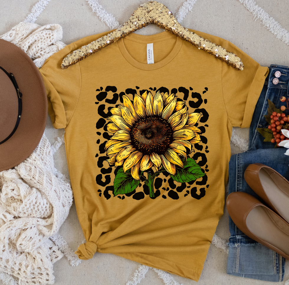 Leopard Sunflower DTF Print