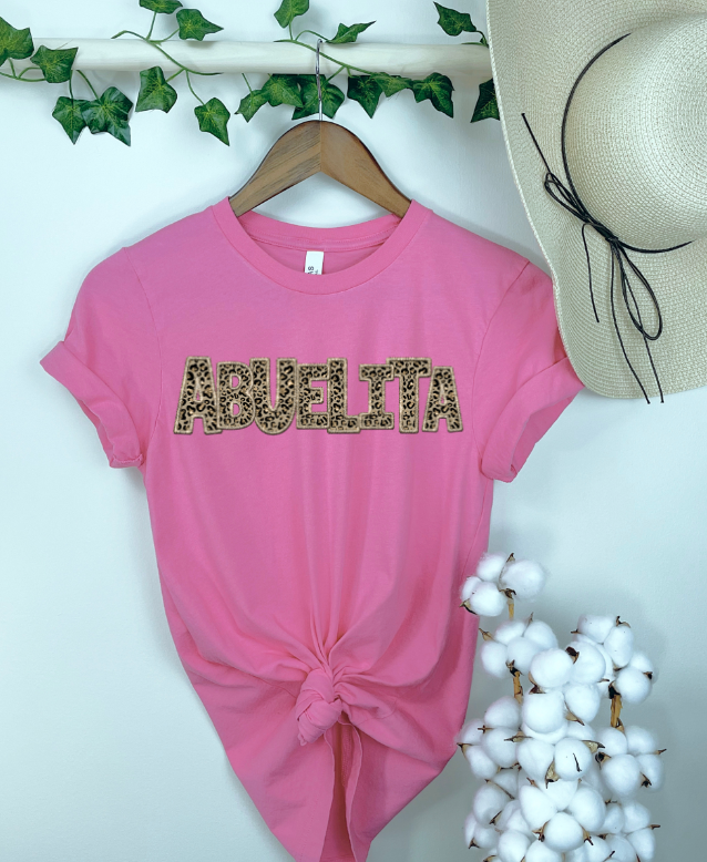 Abuelita Leopard Faux Embroidery DTF Print