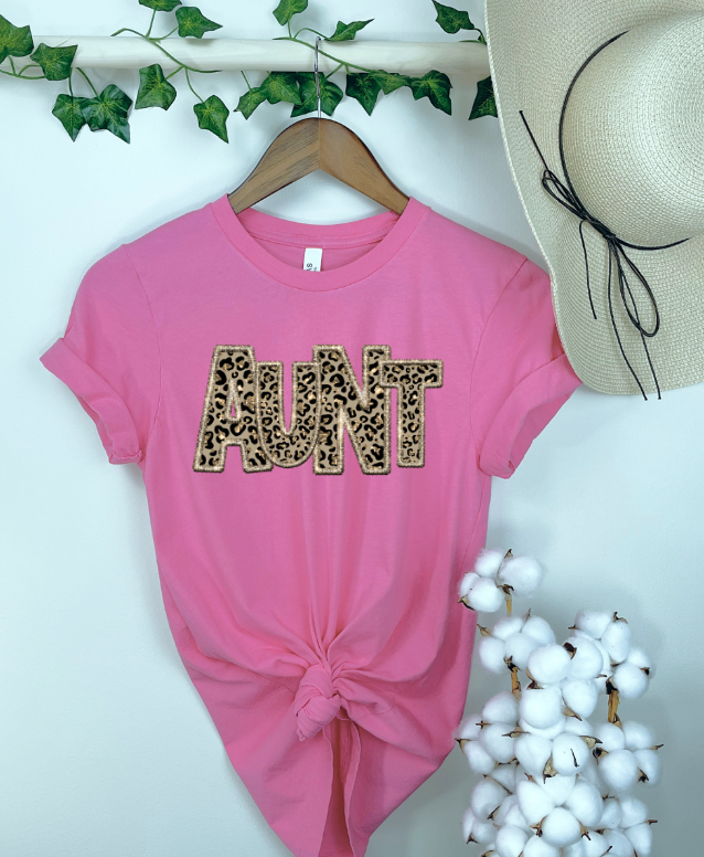 Aunt Leopard Faux Embroidery DTF Print