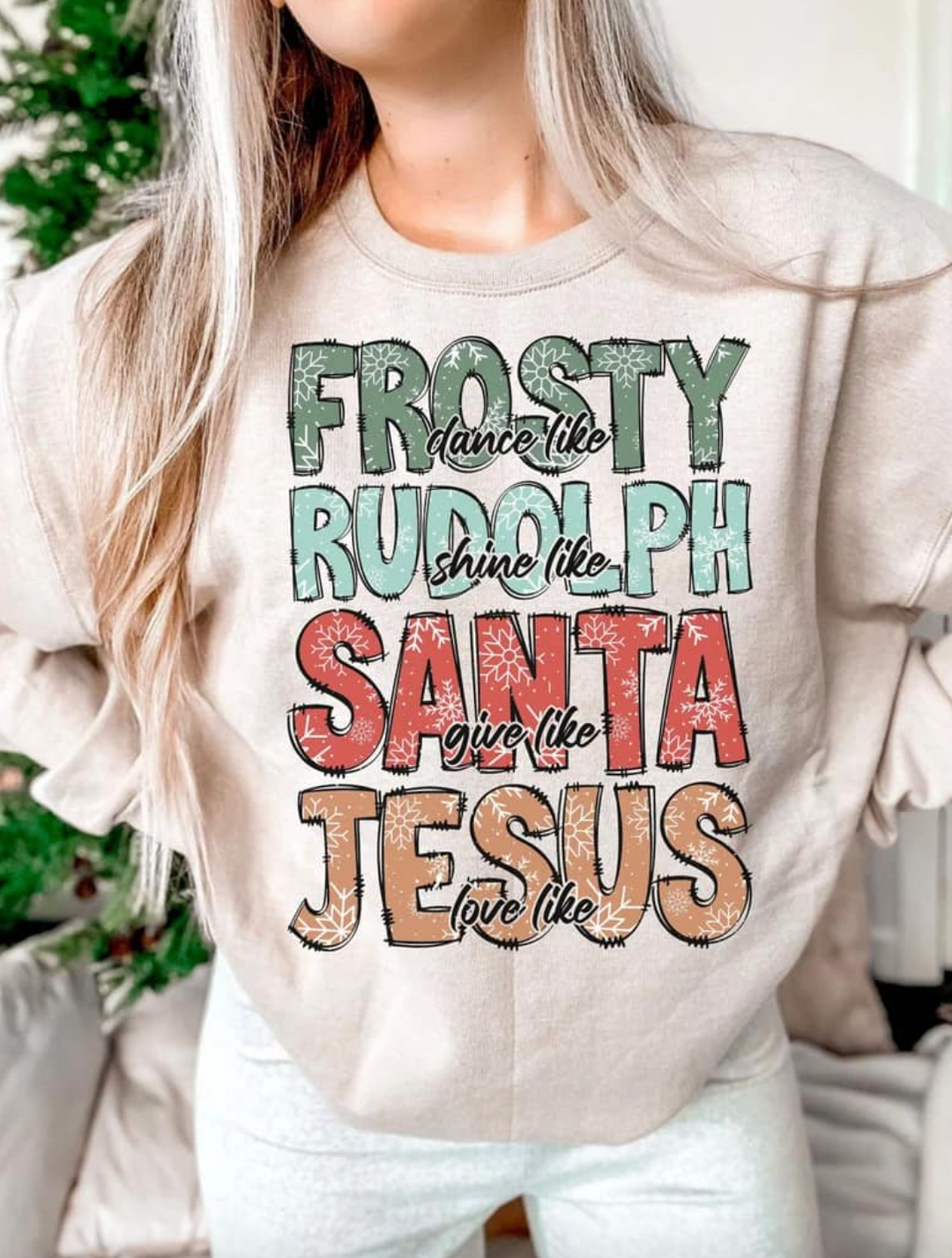 Frosty Rudolph Santa Jesus DTF Print