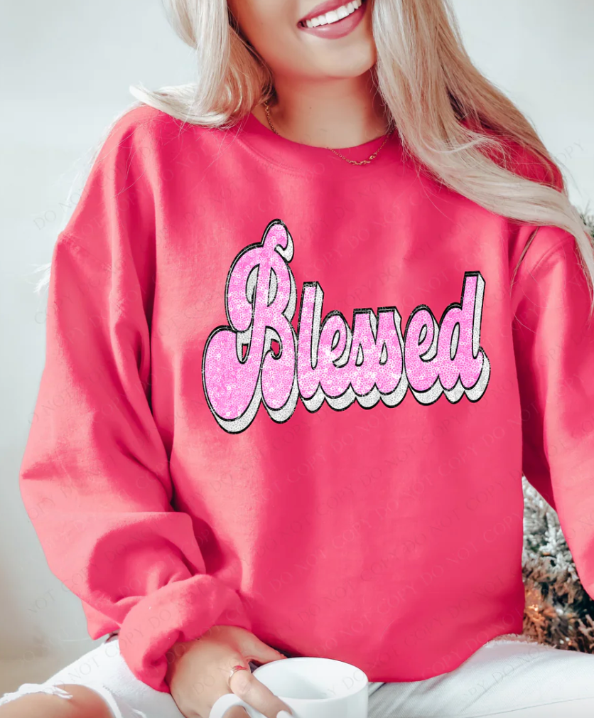 Blessed Faux Sequin Retro DTF Print