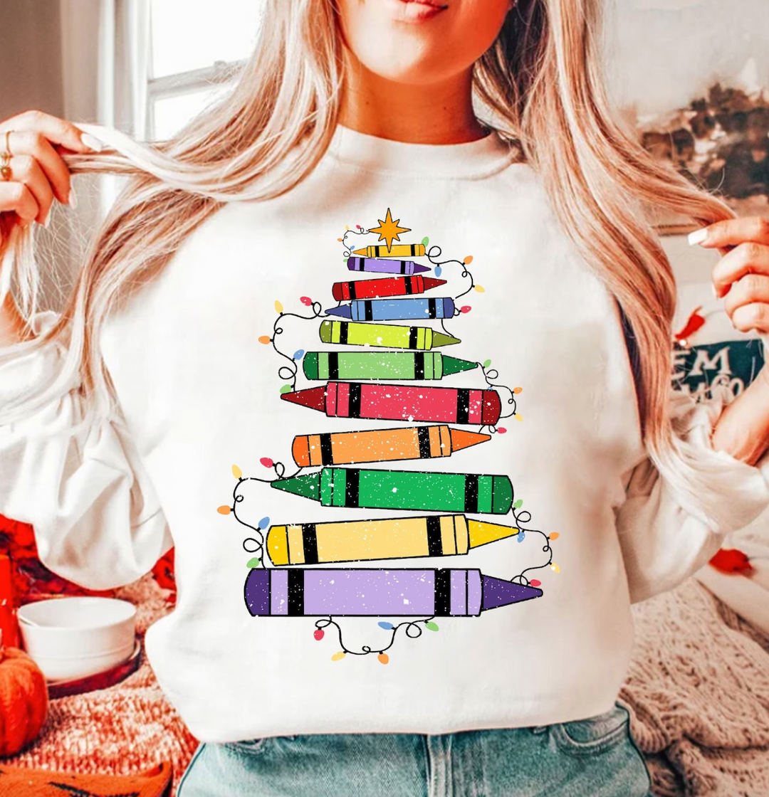 Teacher Christmas Tree DTF Print