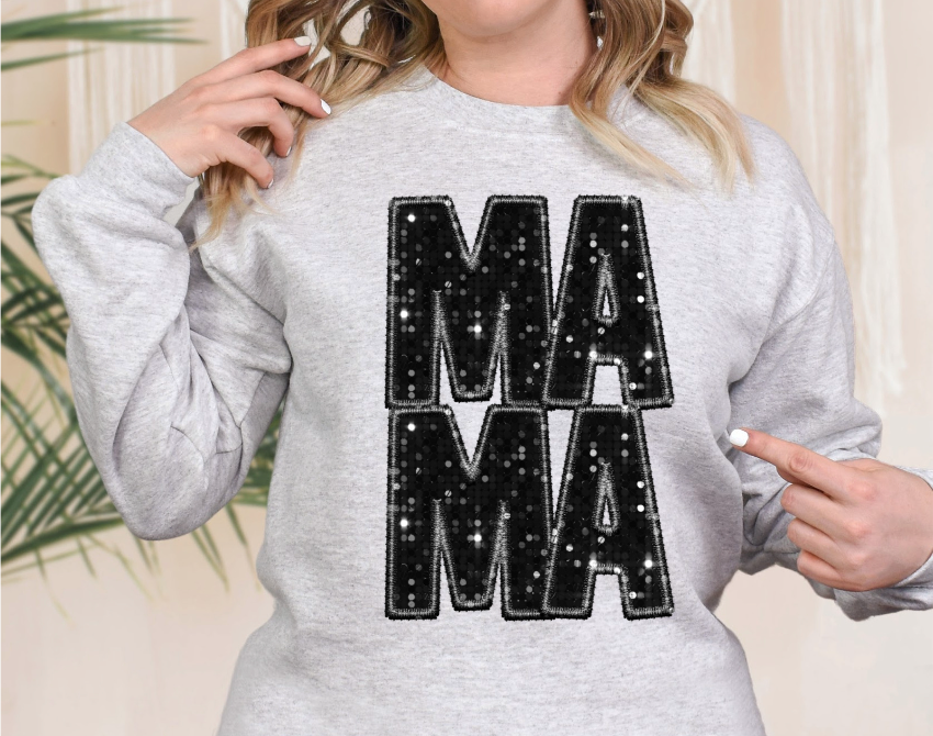 Mama and Mini Stacked Faux Glitter DTF Print
