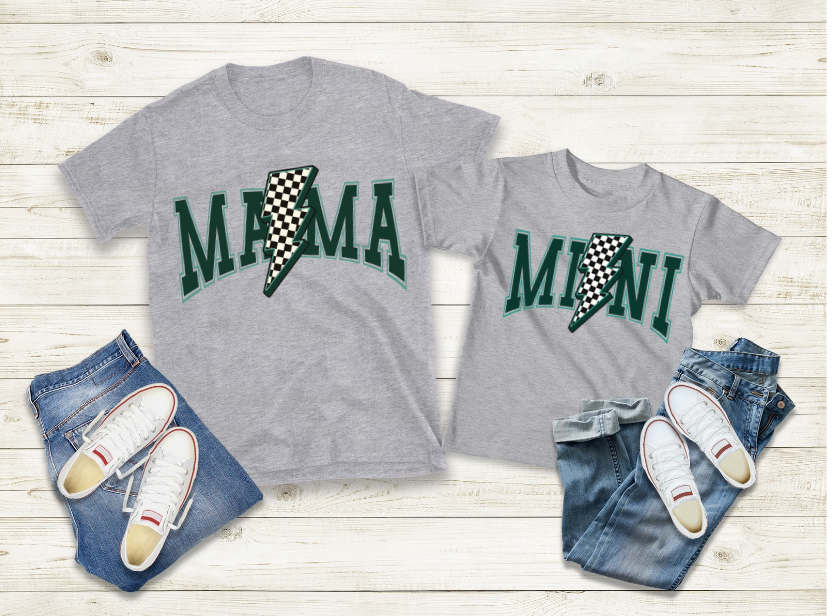 Mama and Mini Bolt Green DTF Print