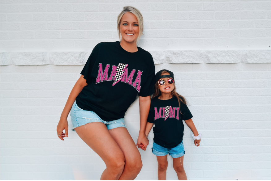 Mama and Mini Bolt Pink DTF Print