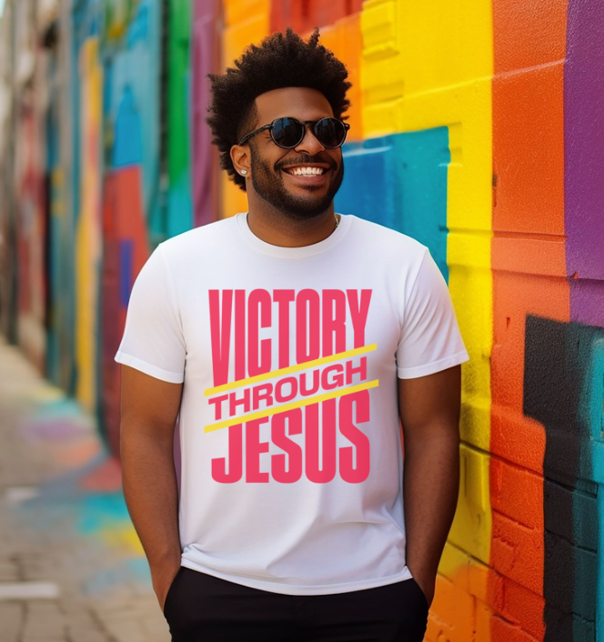 Victory Through Jesus DTF Print