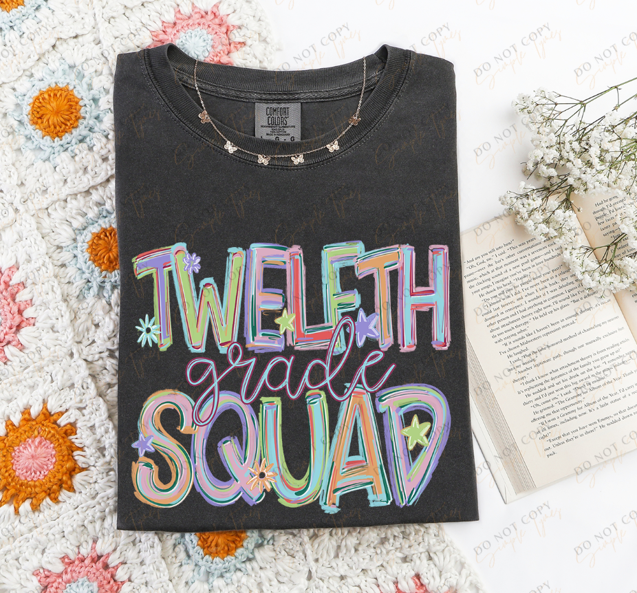 Back To School Squad Tilted Words DTF Print