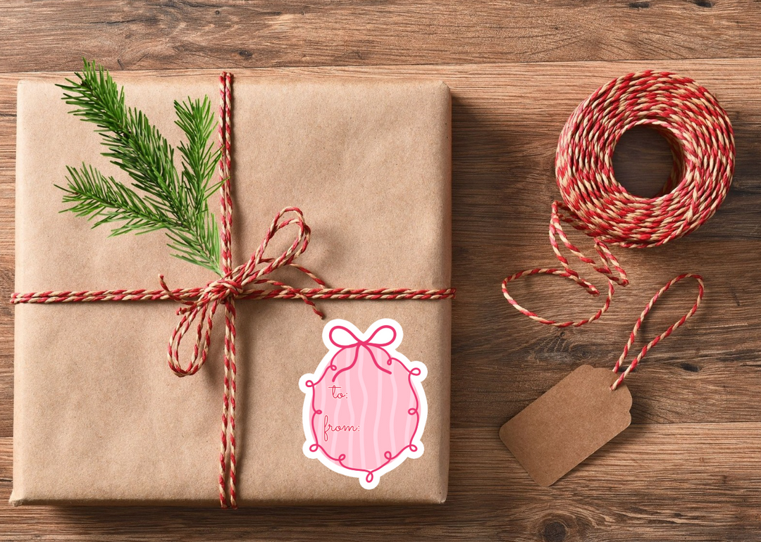 Pink and Preppy to and From Bow Die Cut Stickers