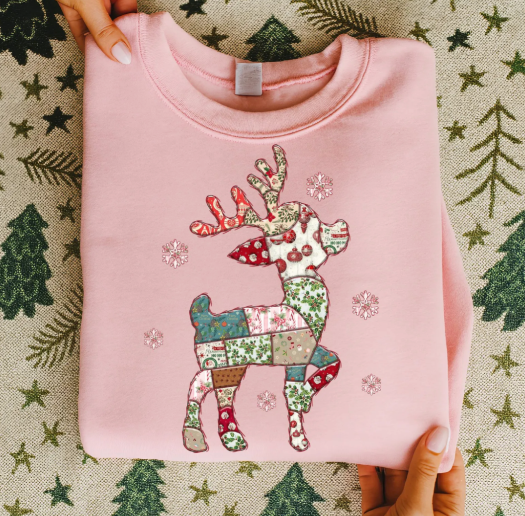 Quilted Reindeer DTF Print