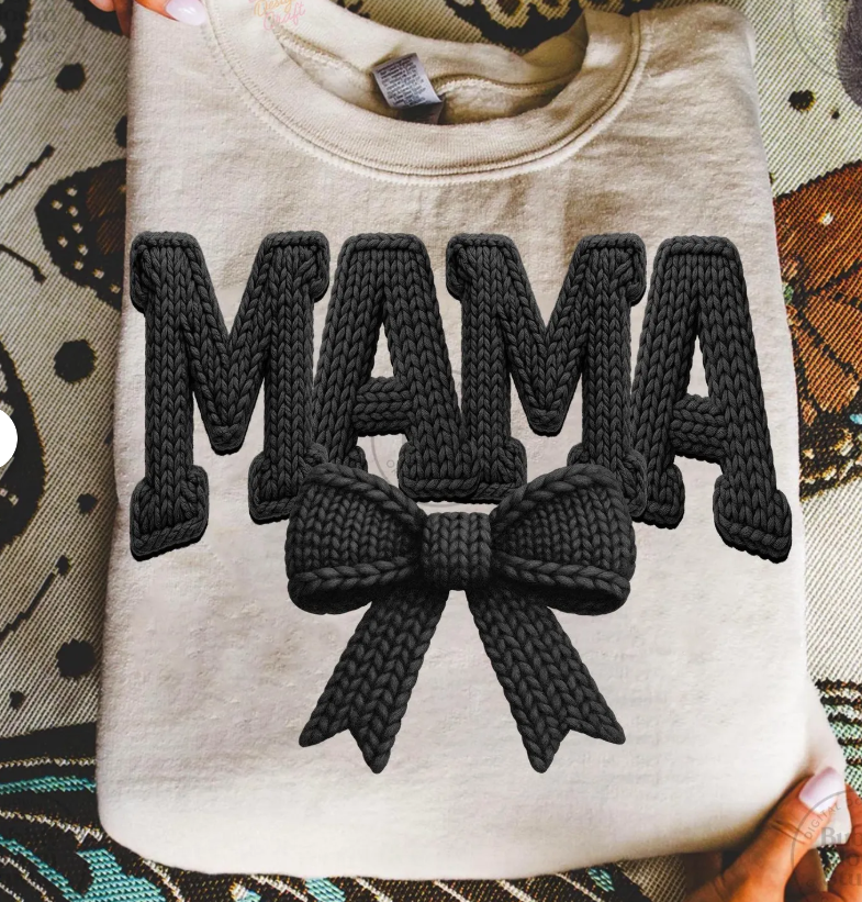Black Yarn Mama DTF Print