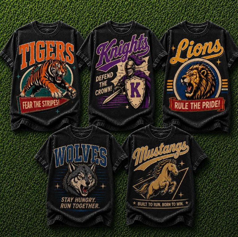 Custom 50's Vintage School Mascot Custom Design Mockup Fee ONLY - No Prints - No Digitals