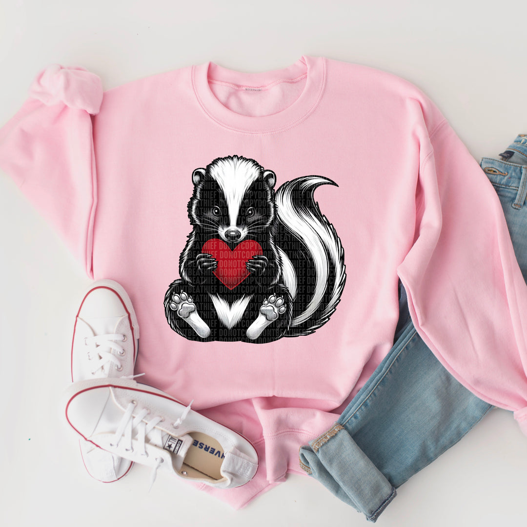 Skunk With Red Heart DTF Print