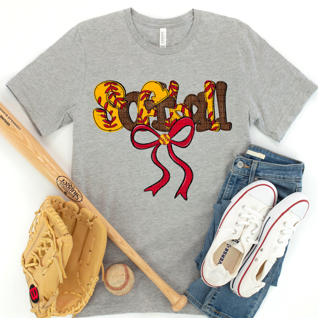 Softball Bow DTF Print