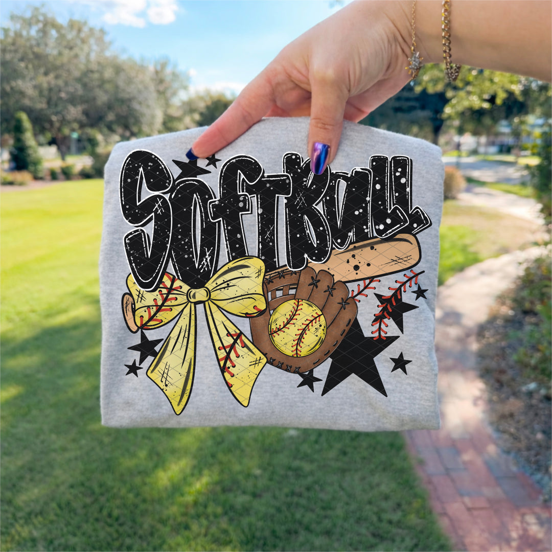 Softball Bow Bat DTF Print