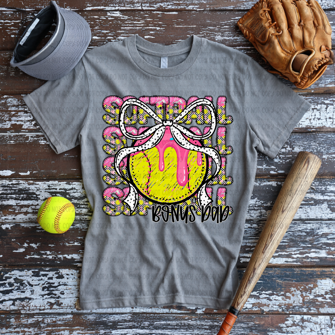 Softball Stack Bow   DTF Print