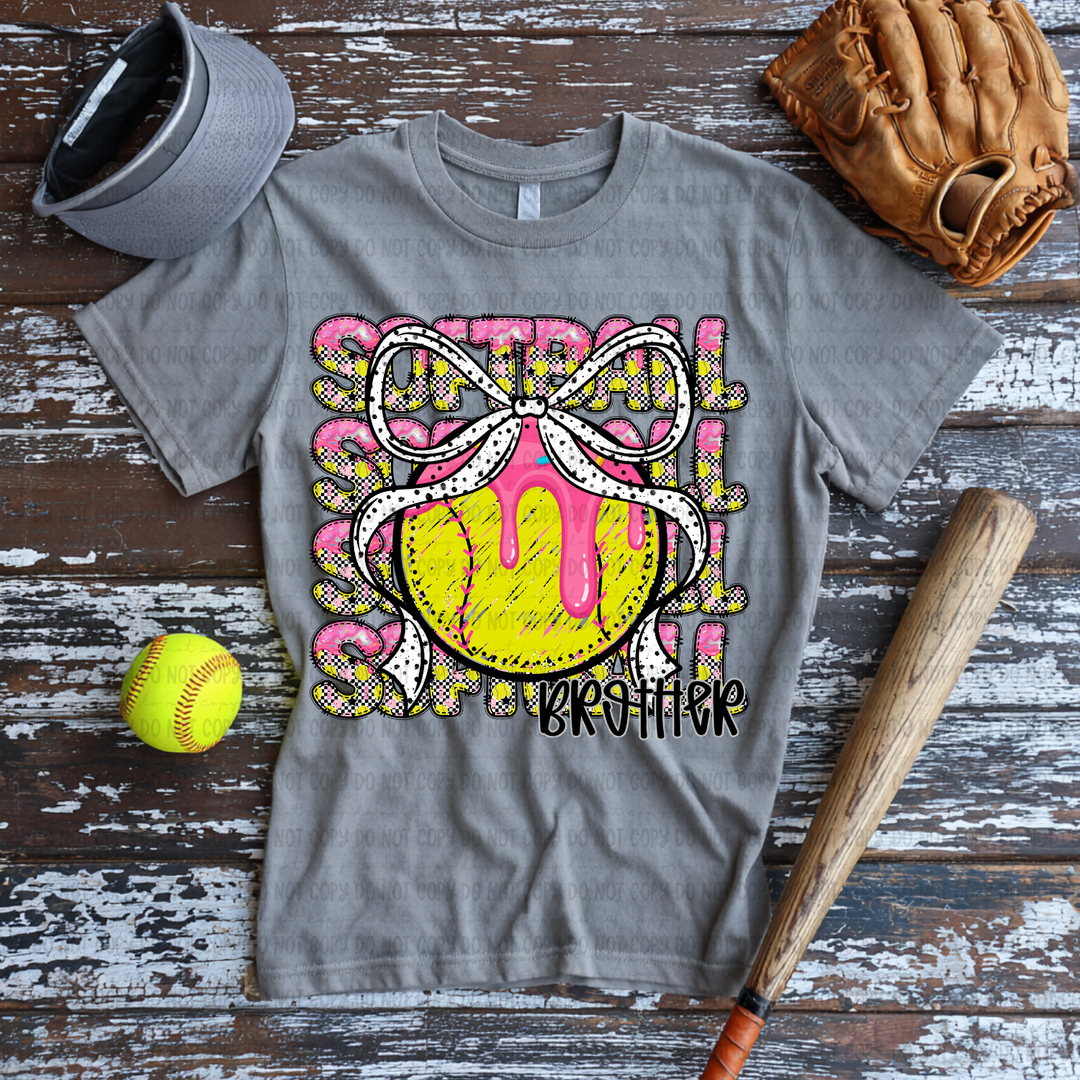 Softball Stack Bow   DTF Print