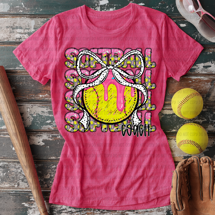 Softball Stack Bow   DTF Print