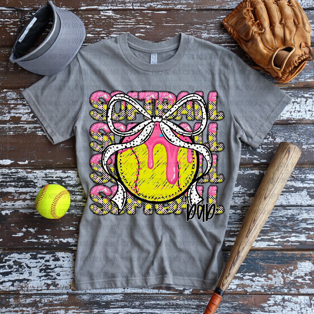 Softball Stack Bow   DTF Print