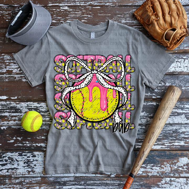 Softball Stack Bow   DTF Print