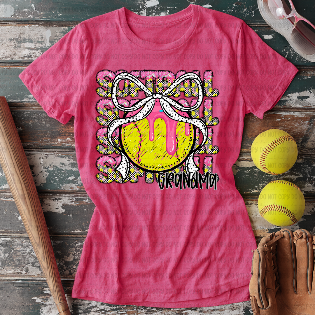 Softball Stack Bow   DTF Print