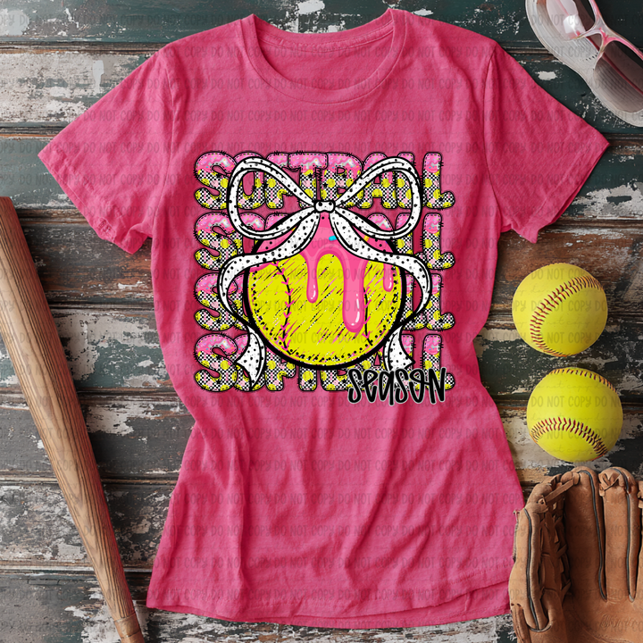 Softball Stack Bow   DTF Print
