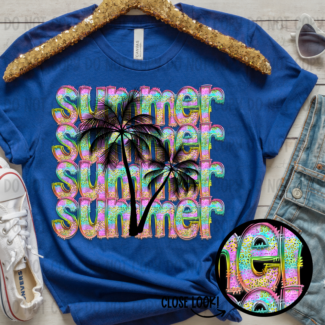 Summer Palm Tree Stacked DTF Print