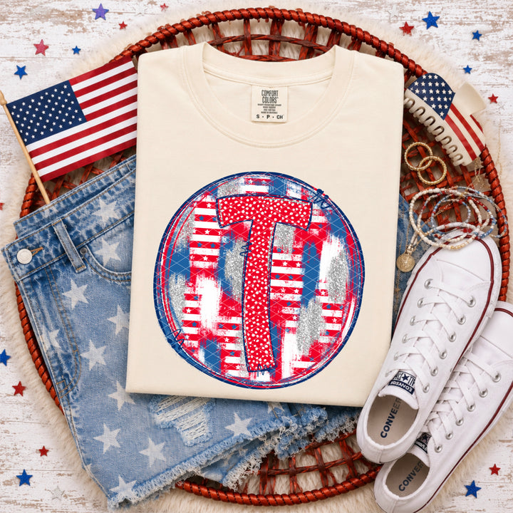 Patriotic Brush Strokes Letter Collection DTF Print