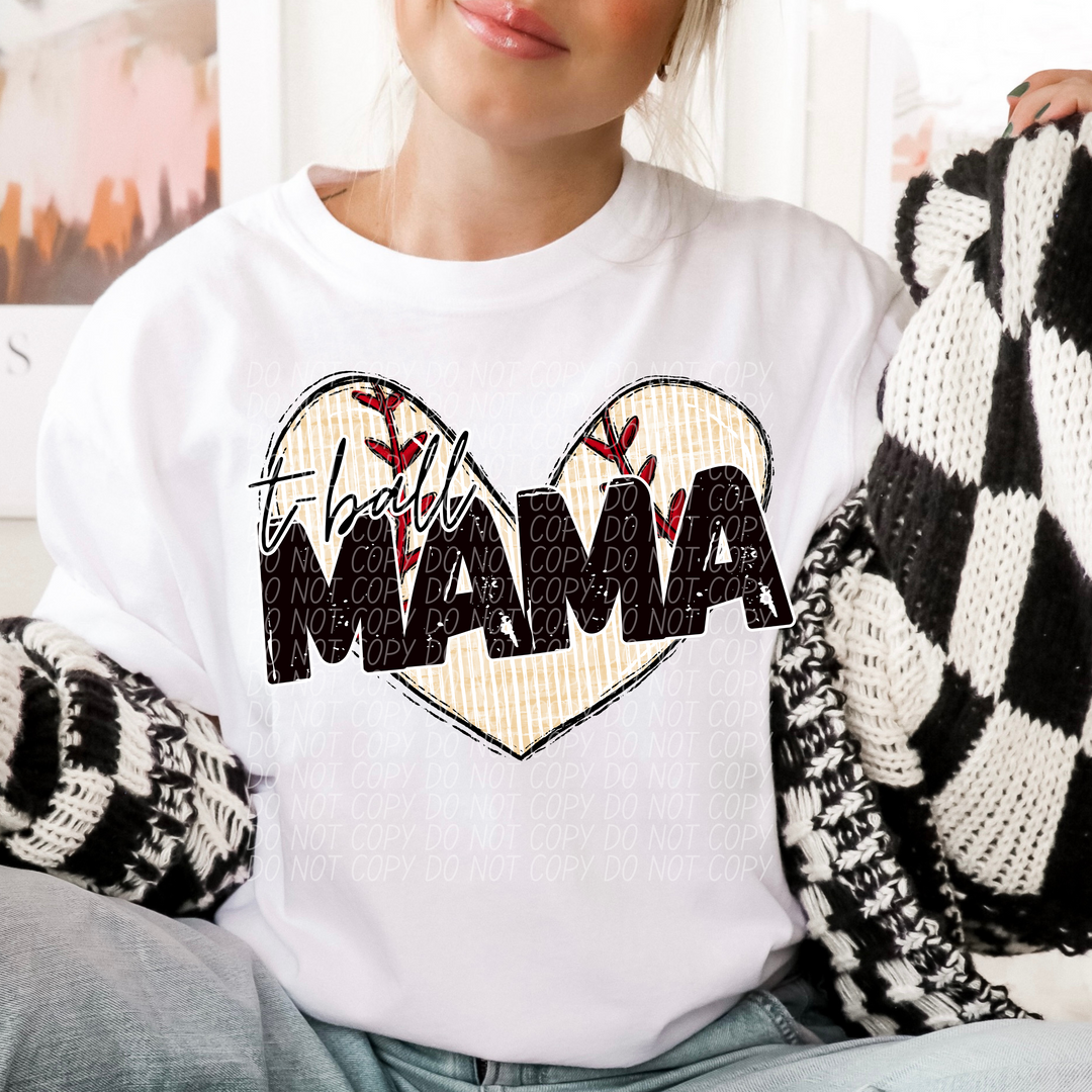 T Ball Mama Heart DTF Print