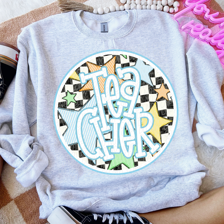 Back To School Stars Blue - Occupations DTF Print