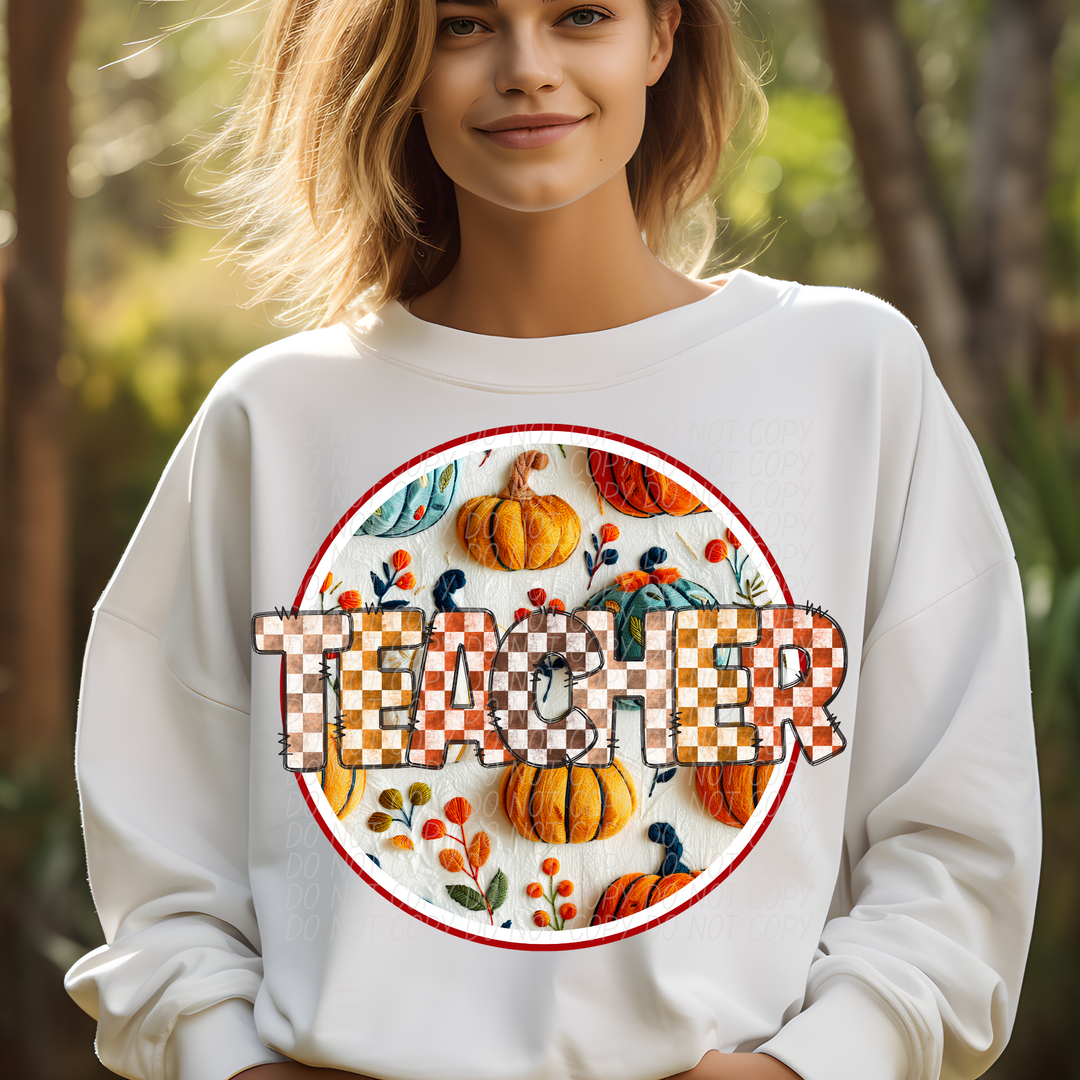 Teacher Fall Checks DTF Print