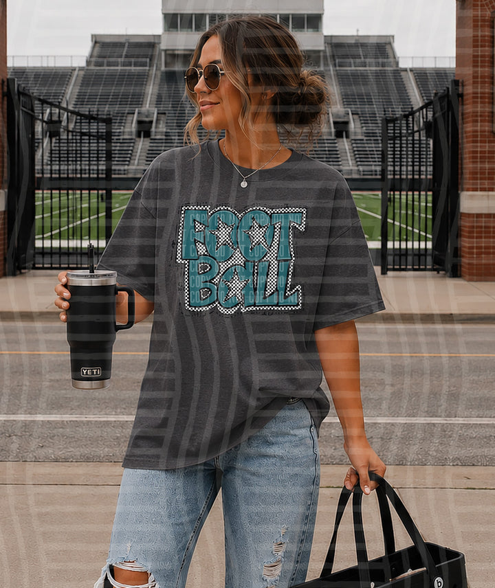 Preppy Checker Football Stars DTF Print