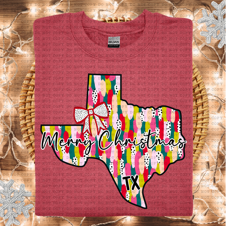 Messy Paint States Merry Christmas DTF Print