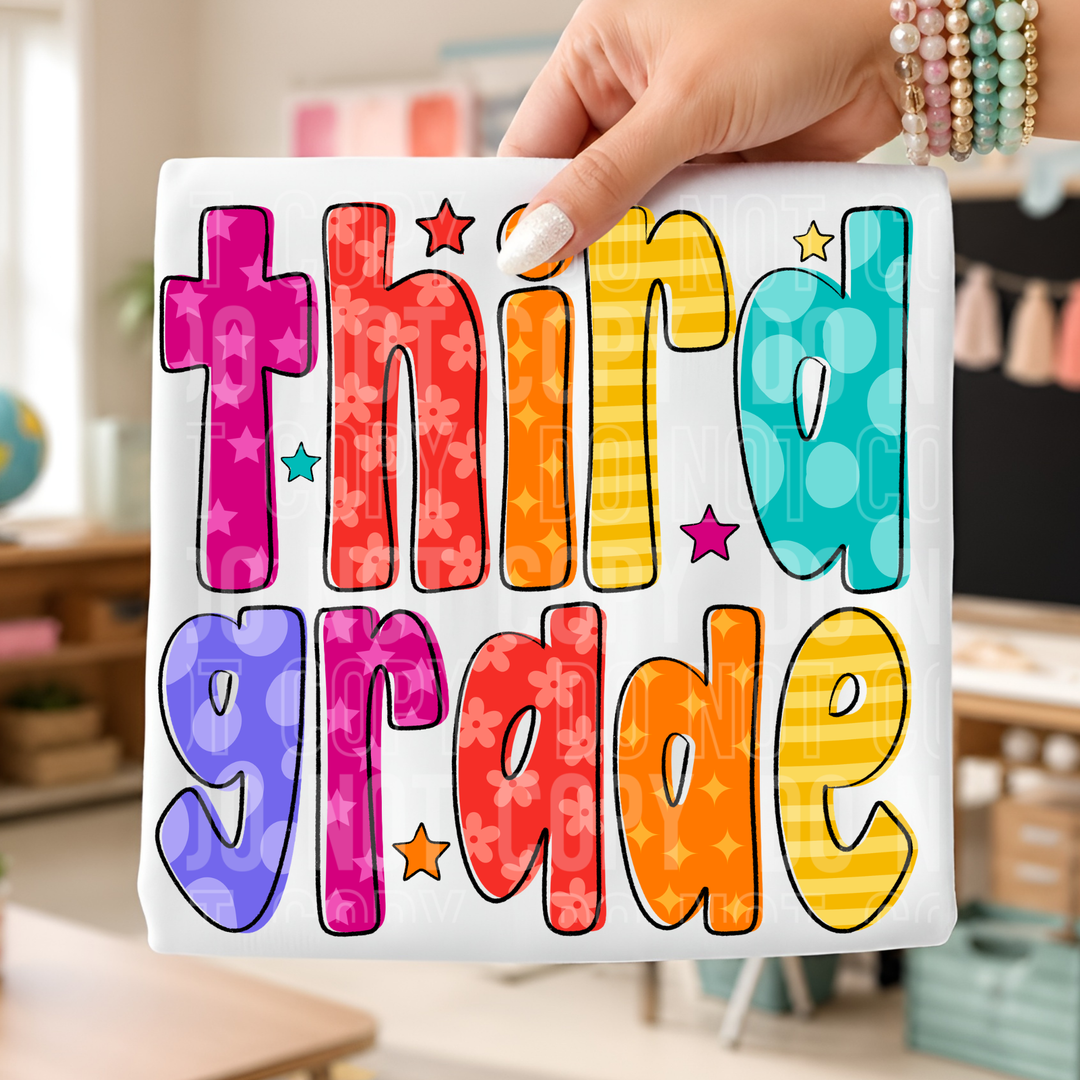 Third Grade Doodle DTF Print