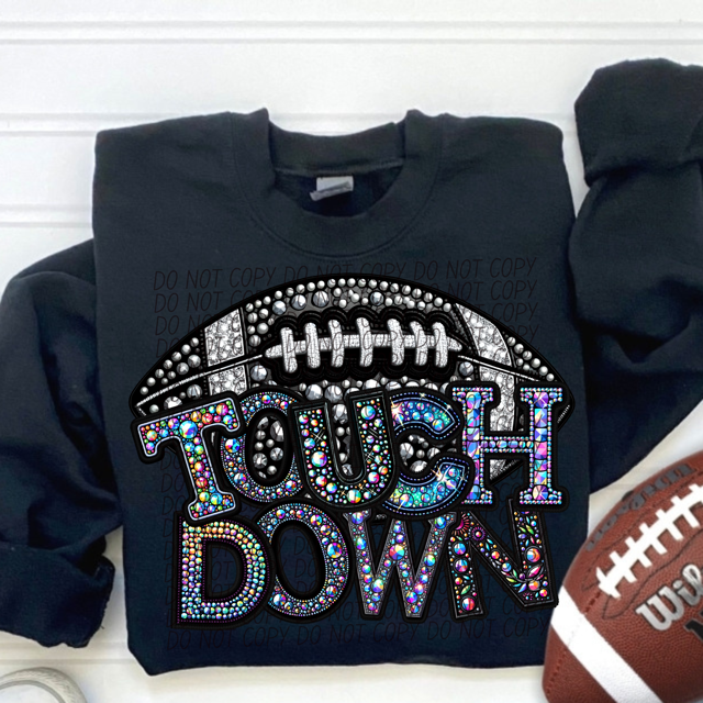 Faux Bling Touchdown Football DTF Print