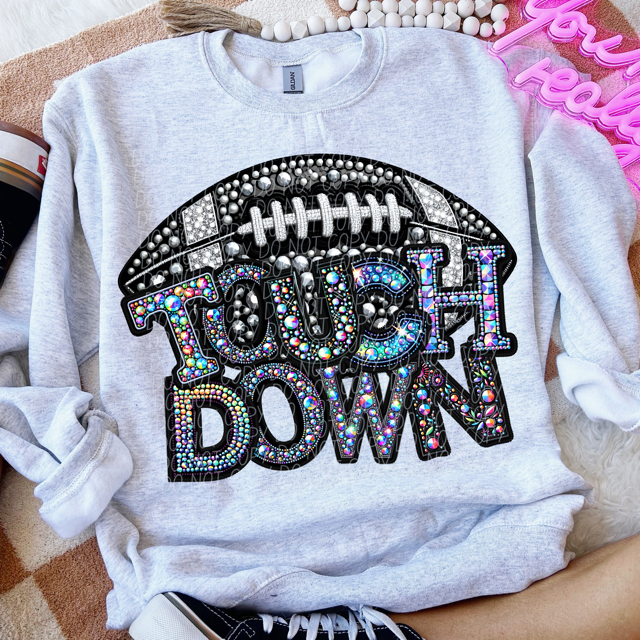 Faux Bling Touchdown Football DTF Print