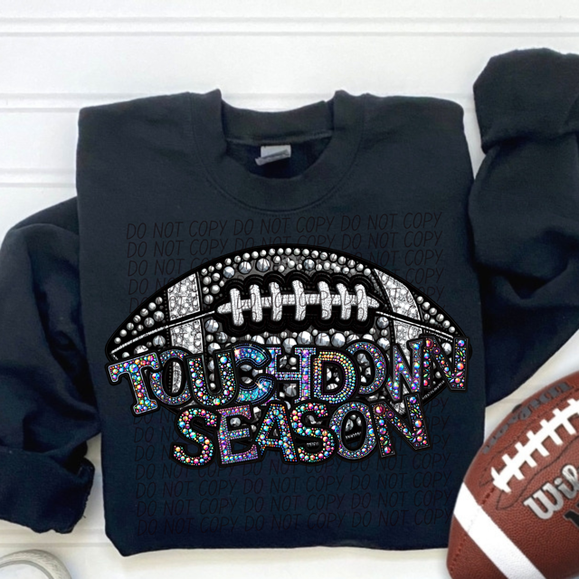 Faux Bling Touchdown Season Football DTF Print