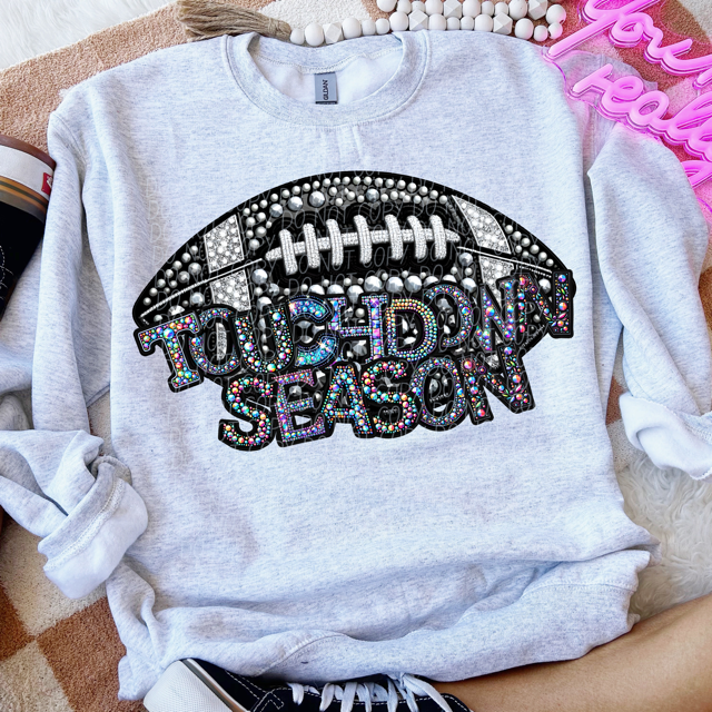 Faux Bling Touchdown Season Football DTF Print