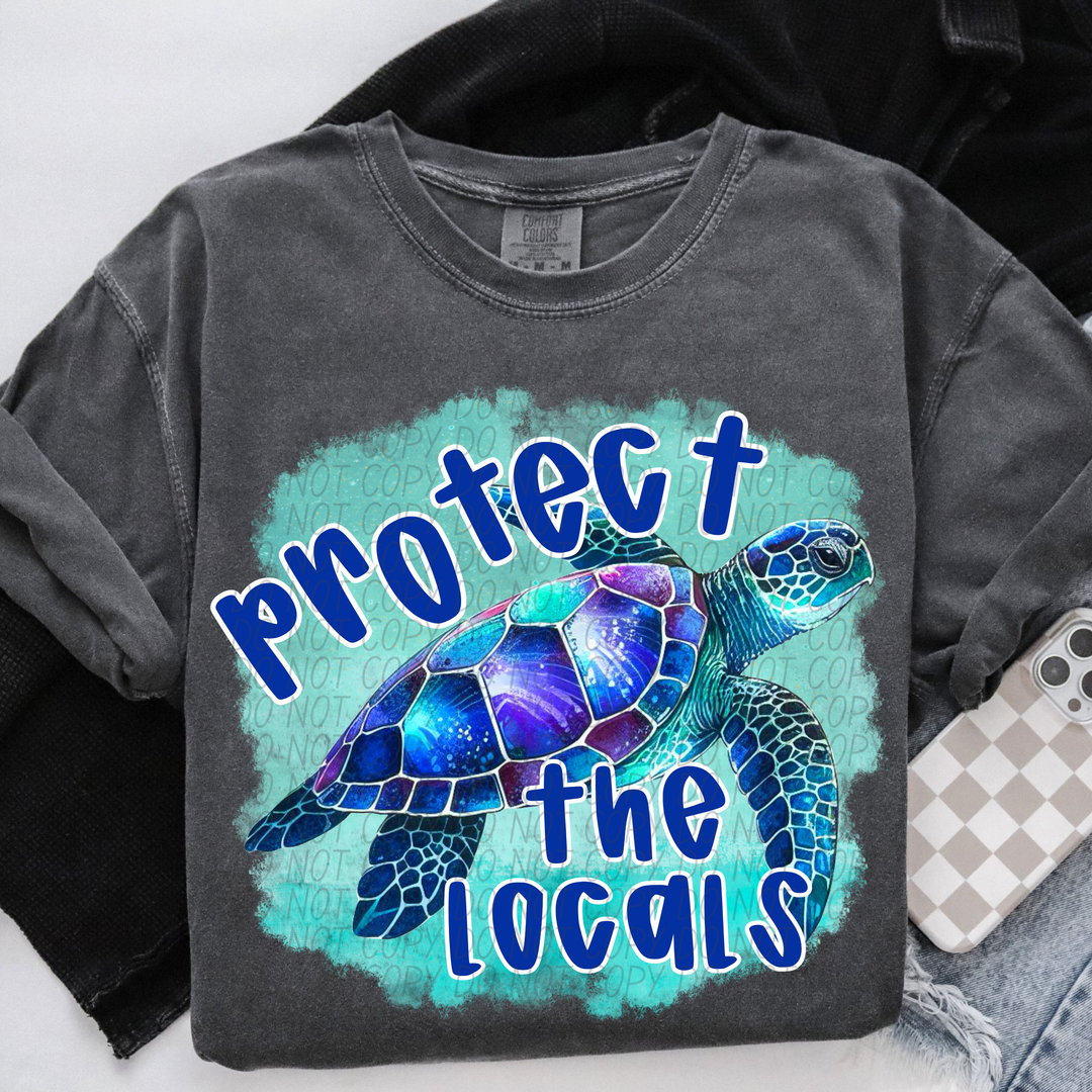 Protect the Locals Blue Turtle DTF Print
