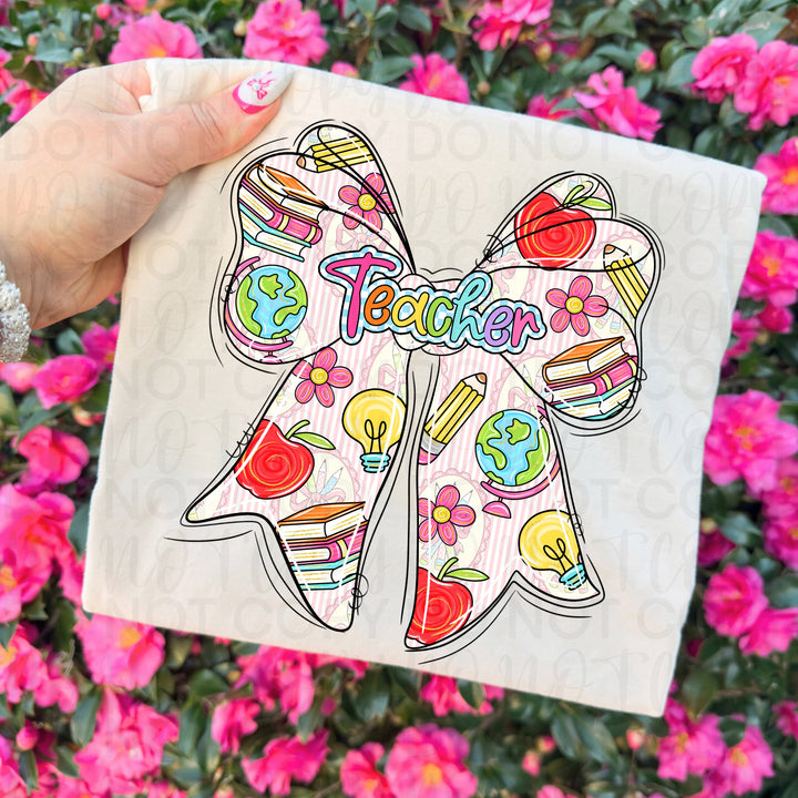 Teacher Bow DTF Print