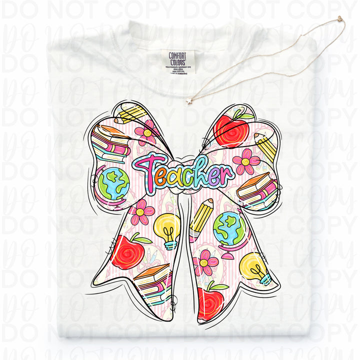 Teacher Bow DTF Print