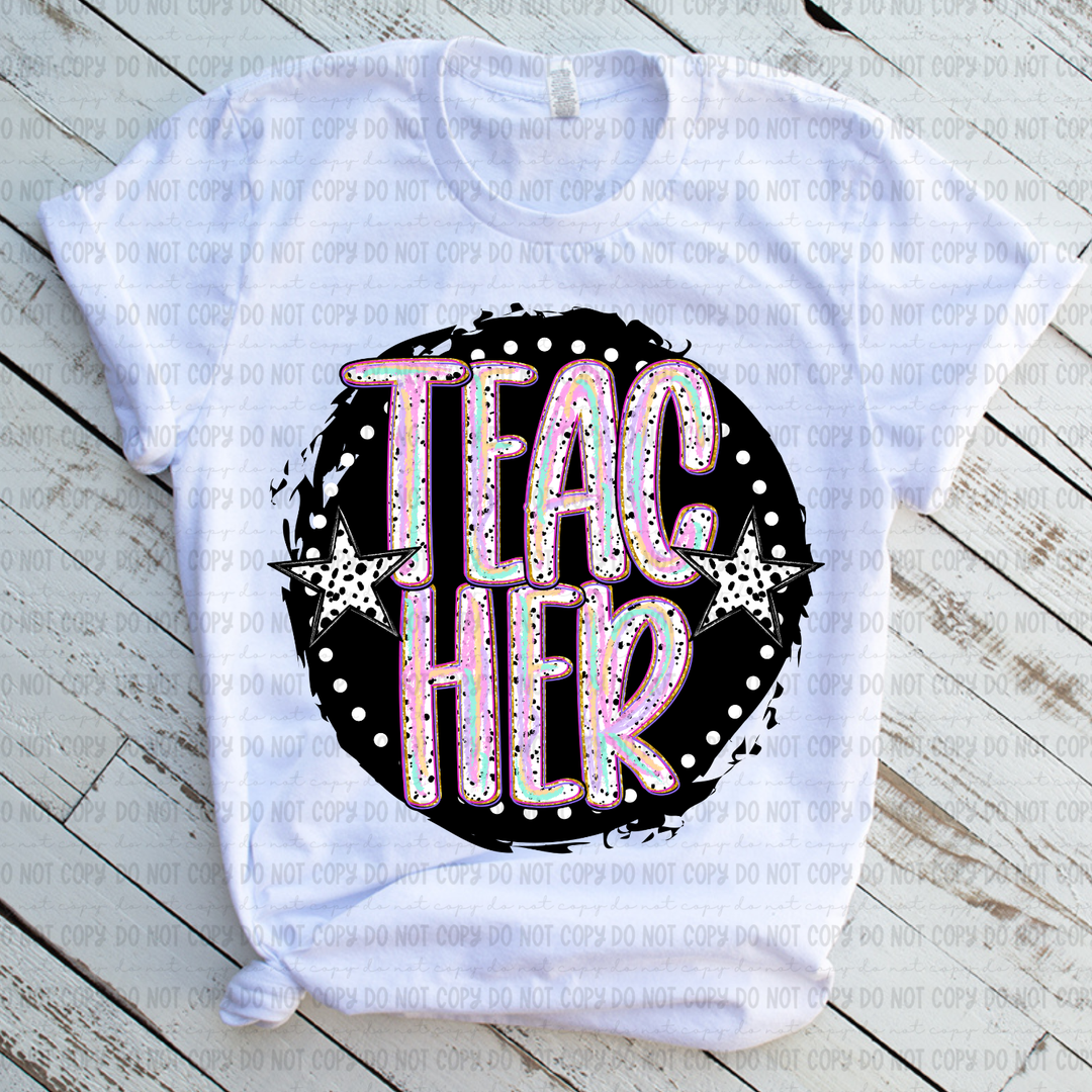 Color Dotted School Occupations DTF Print
