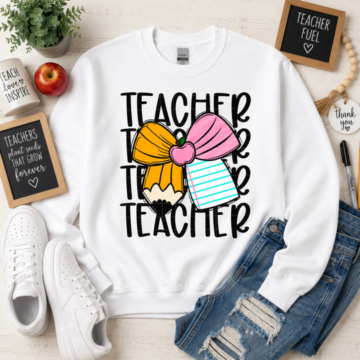 Teacher Bow Stacked DTF Print