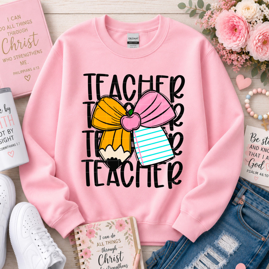 Teacher Bow Stacked DTF Print