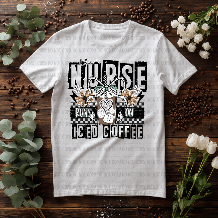Runs On Iced Coffee  DTF Print