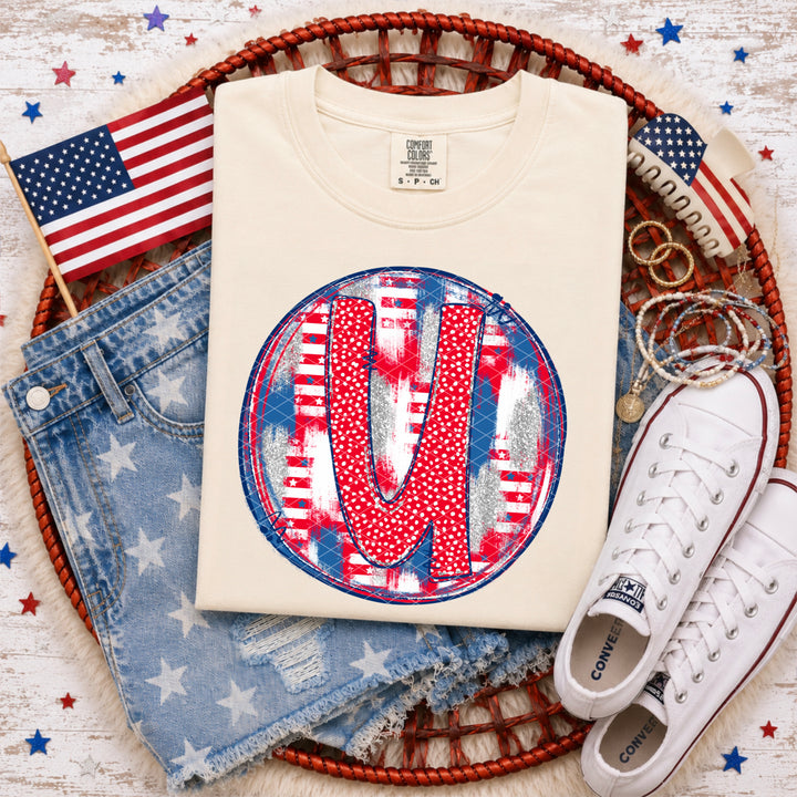 Patriotic Brush Strokes Letter Collection DTF Print
