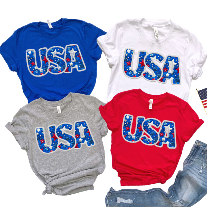 USA Faux Embroidery DTF Print