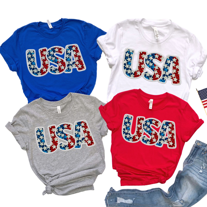 USA Glitter Stars DTF Print
