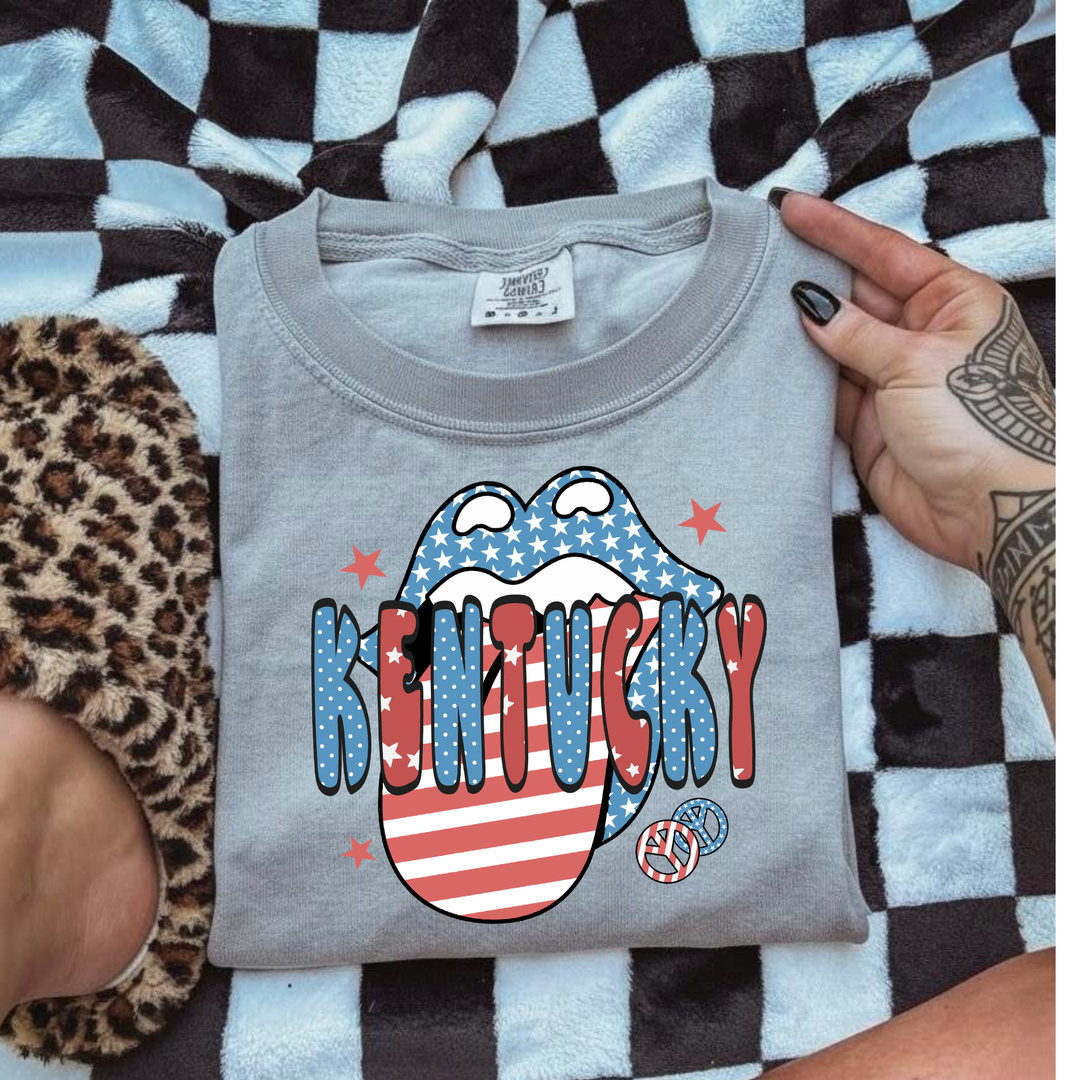 Kentucky Patriotic lips And Stars DTF Print
