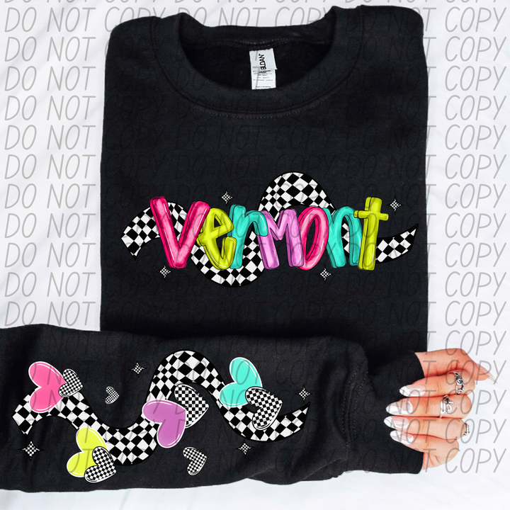 Bright Checkered States FRONT DTF Print